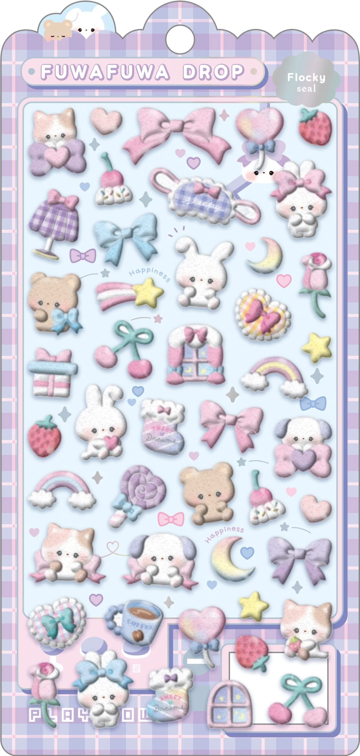 Animals Fuwafuwa Drop Stickers